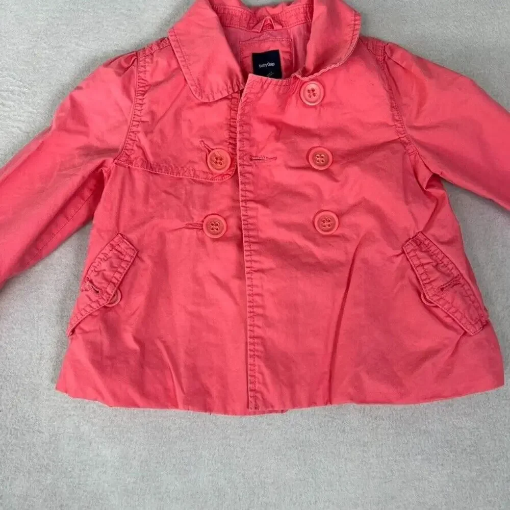 Baby Gap Trench Coat Baby Girls Toddler 4T Pink Chino Lined